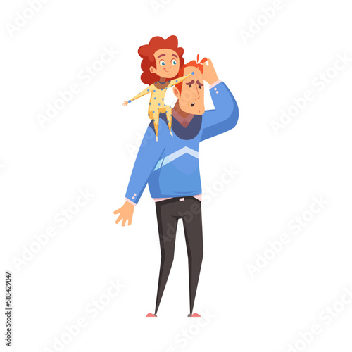 Cartoon Tired Dad