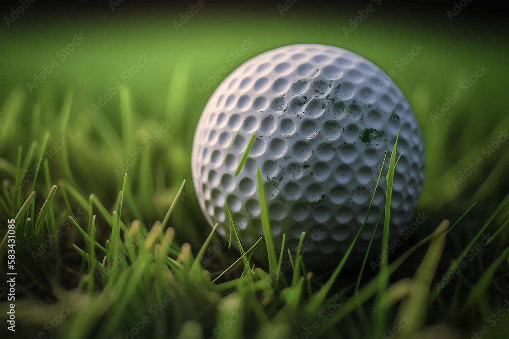 golf ball on the grass, generative ai golf ball on the grass, generative ai