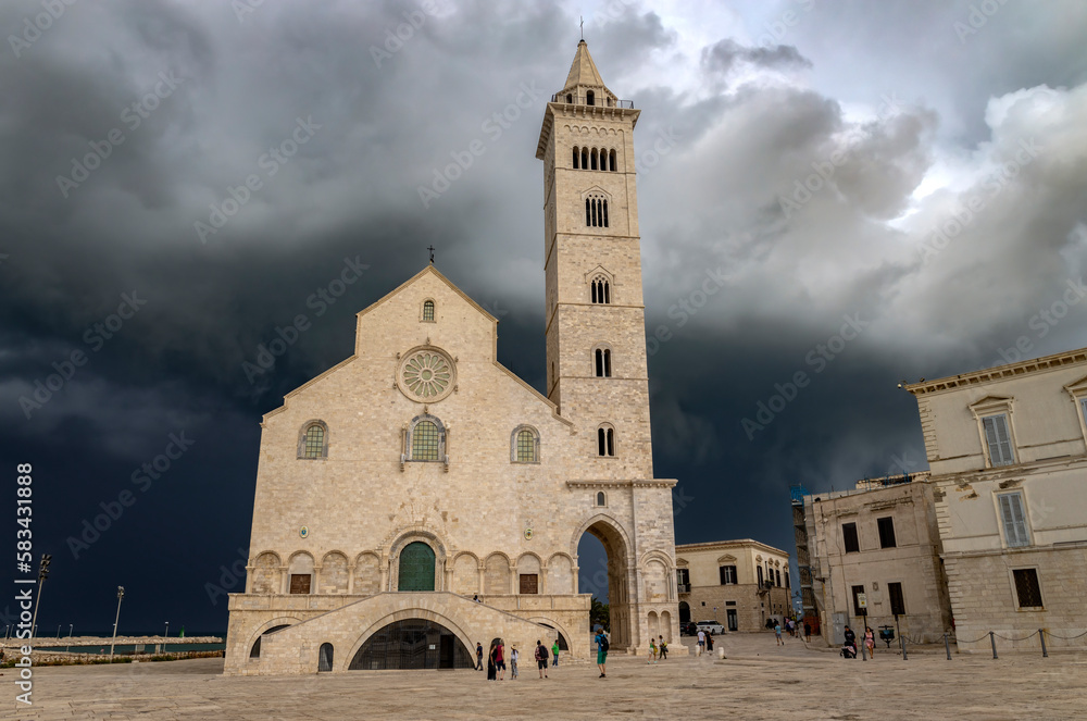 TRANI, ITALY, JULY, 8, 2022 - The Basilica Cathedral of the Blessed Virgin Mary of the Assumption in Trani, Apulia, Italy