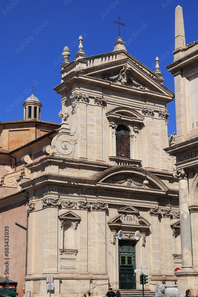 Santa Maria della Vittoria Church Facade in Rome, Italy