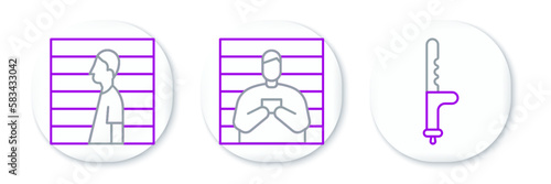 Set line Police rubber baton, Suspect criminal and icon. Vector