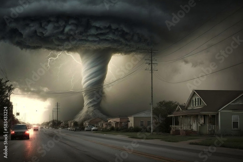 dramatic and powerful tornado, generative ai