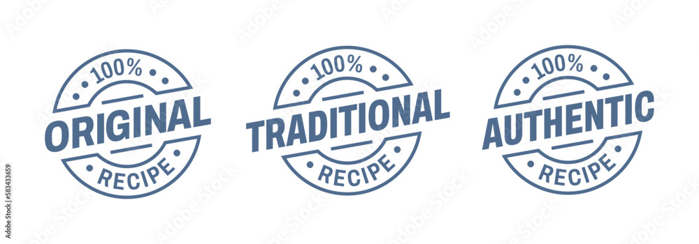Original, authentic, traditional formula, recipe, vector icon badge