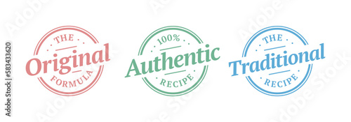 Original, authentic, traditional formula, recipe, vector icon badge