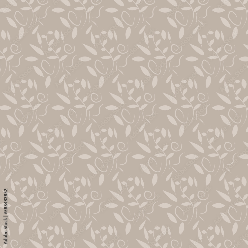 seamless floral pattern with flowers and leaves on brown background. Vector illustration.