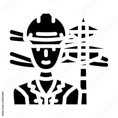 line installer repairer glyph icon vector illustration