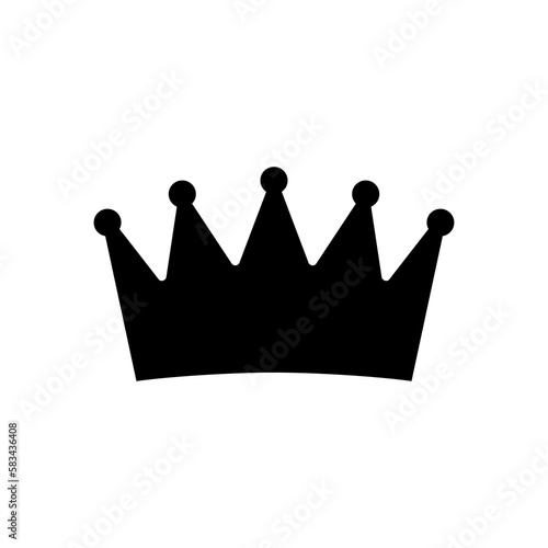 Crown icon. Black silhouette crown isolated on white background. Symbol king and queen for design prints. Royal attribute. Simple outline emperor. Flat emblem. Monarch corona. Vector illustration