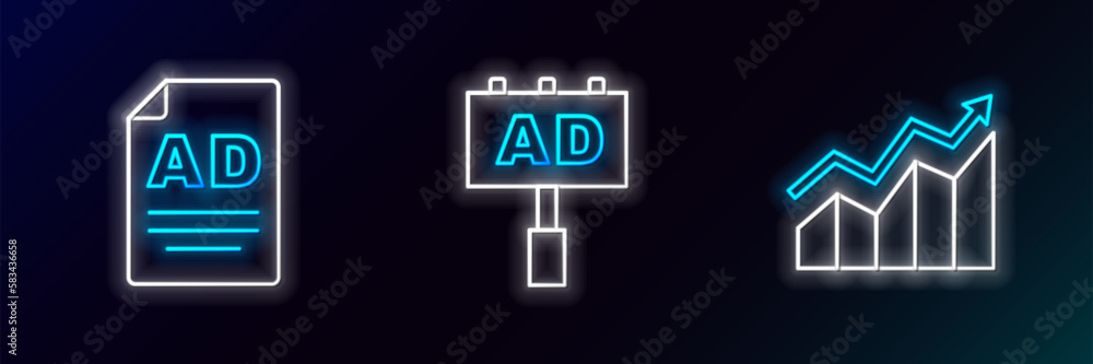 Set line Financial growth increase, Advertising and icon. Glowing neon. Vector Set line Financial growth increase, Advertising and icon. Glowing neon. Vector