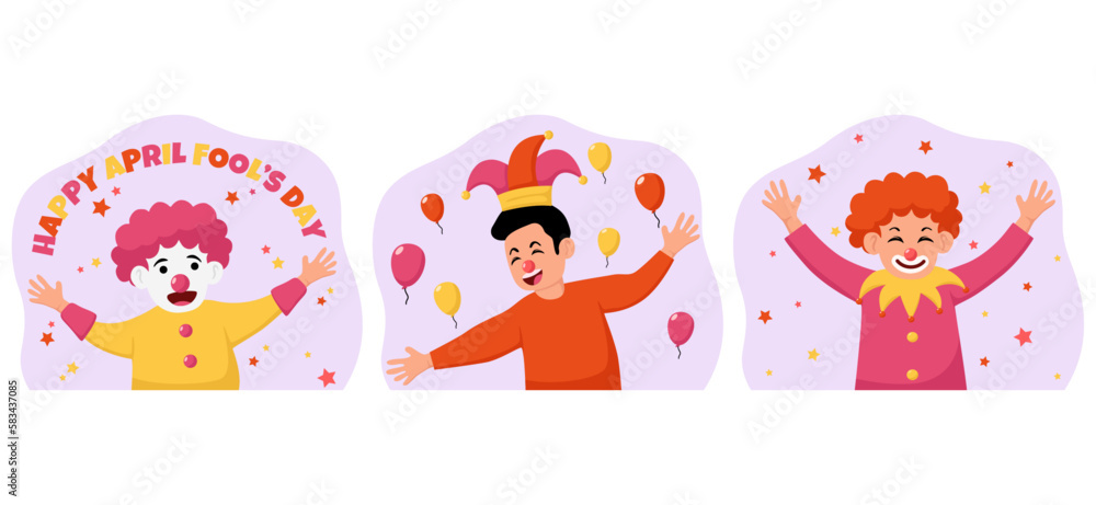 April Fools Flat Bundle Illustration April Fools Flat Bundle Illustration