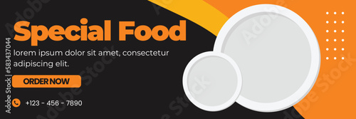 restaurant menu social media marketing web banner template design. Pizza, burger and healthy food business online promotion flyer