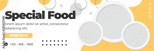 restaurant menu social media marketing web banner template design. Pizza, burger and healthy food business online promotion flyer