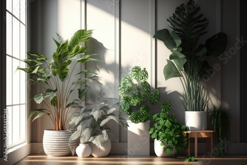 houseplants in sunlight - generative ai