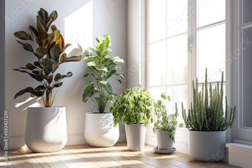 houseplants in sunlight - generative ai