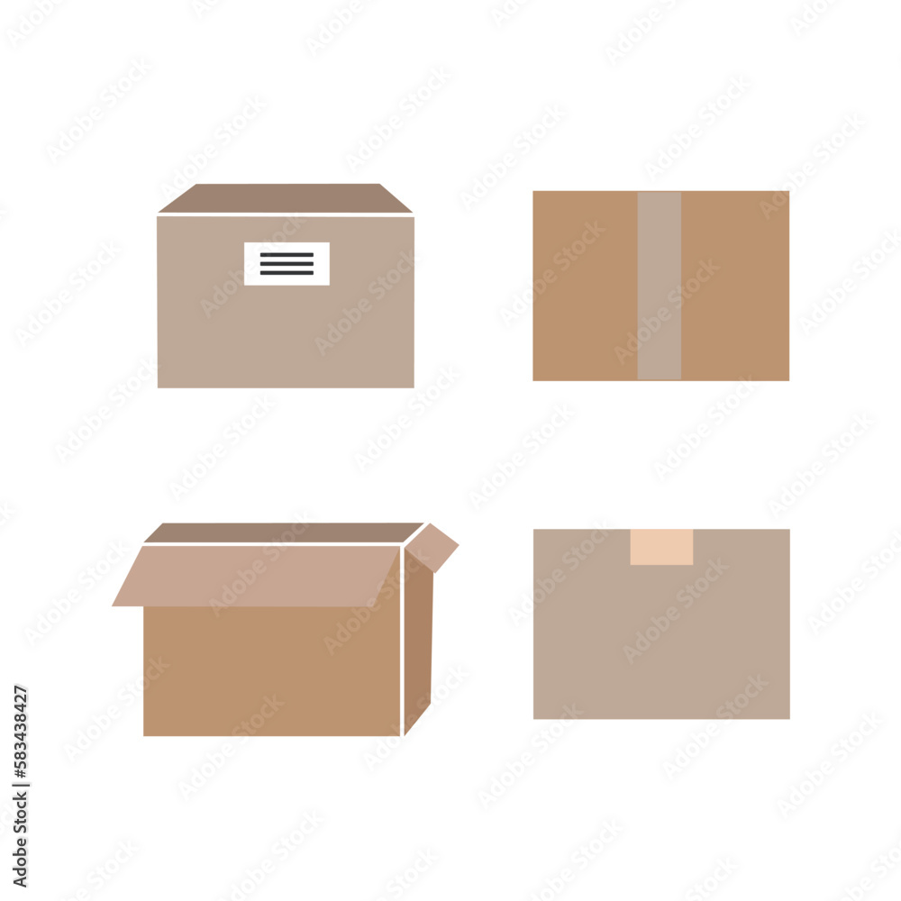 引っ越し　段ボール　箱　セット　イラスト