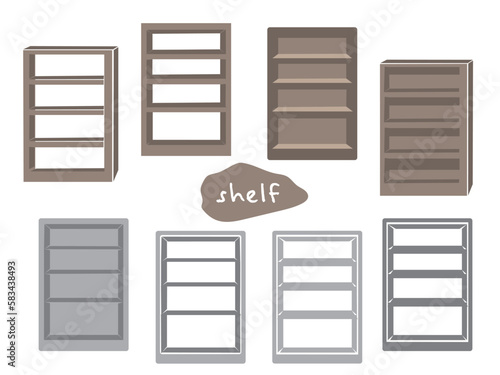 棚　シェルフ　家具　イラスト　セット
