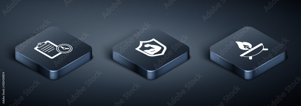 Set Isometric Sport training program, Aroma candle and Bodybuilder muscle icon. Vector Set Isometric Sport training program, Aroma candle and Bodybuilder muscle icon. Vector
