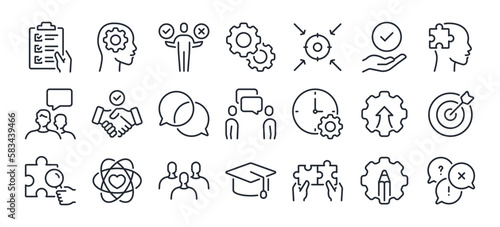 Soft skills concept editable stroke outline icon isolated on white background flat vector illustration. Pixel perfect. 64 x 64. photo
