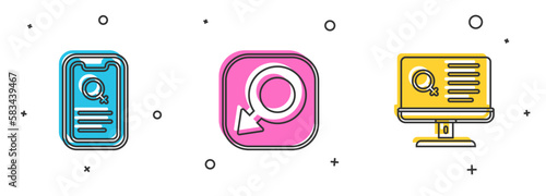 Set Dating app, Male gender and icon. Vector