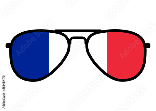 Silueta aislada de gafas de sol con los colores de la bandera de Francia