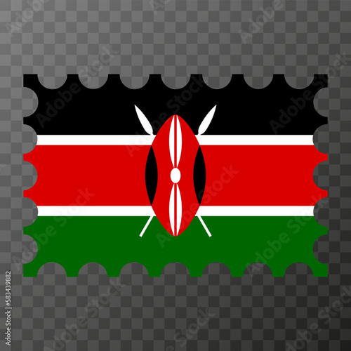 Postage stamp with Kenya flag. Vector illustration.