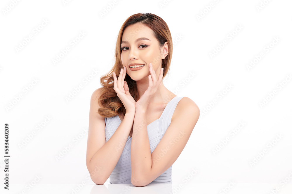 Beautiful young asian woman with clean fresh skin on white background, Face care, Facial treatment, Cosmetology, beauty and spa, Asian women portrait. Beautiful young asian woman with clean fresh skin on white background, Face care, Facial treatment, Cosmetology, beauty and spa, Asian women portrait.