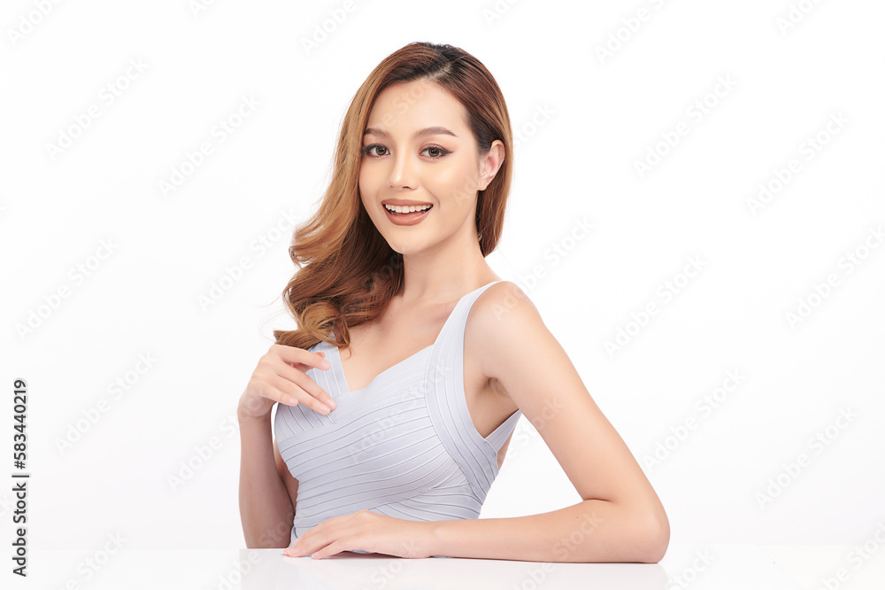 Beautiful young asian woman with clean fresh skin on white background, Face care, Facial treatment, Cosmetology, beauty and spa, Asian women portrait. Beautiful young asian woman with clean fresh skin on white background, Face care, Facial treatment, Cosmetology, beauty and spa, Asian women portrait.