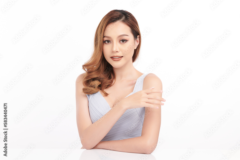 Beautiful young asian woman with clean fresh skin on white background, Face care, Facial treatment, Cosmetology, beauty and spa, Asian women portrait. Beautiful young asian woman with clean fresh skin on white background, Face care, Facial treatment, Cosmetology, beauty and spa, Asian women portrait.