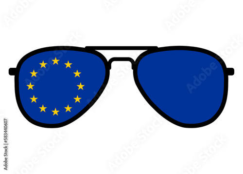 Silueta aislada de gafas de sol con los colores de la bandera de la Unión Europea	