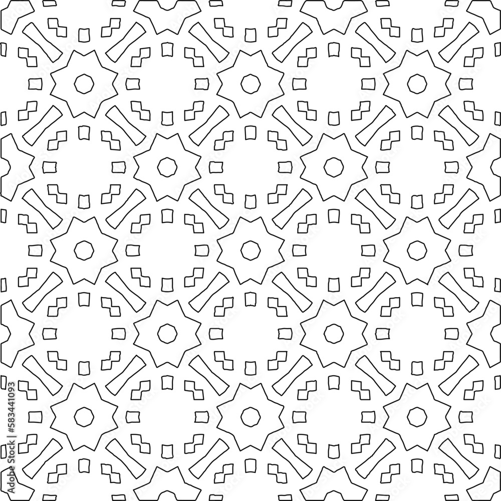 Monochrome ornamental texture with smooth linear shapes, zigzag lines, lace pattern.Abstract geometric black and white pattern for web page, textures, card, poster, fabric, textile. Monochrome ornamental texture with smooth linear shapes, zigzag lines, lace pattern.Abstract geometric black and white pattern for web page, textures, card, poster, fabric, textile.