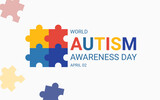DESIGN OF WORLD AUTISM AWARENESS DAY. SUITABLE FOR BACKGROUND, POSTER, STICKER, SOCIAL MEDIA