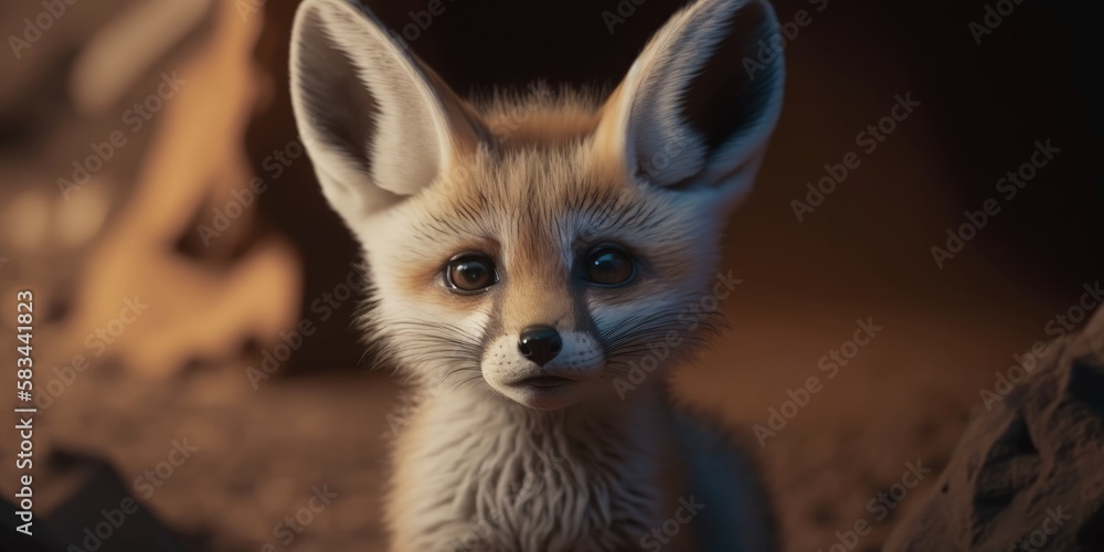 Enchanting Innocence: A Captivating Portrait of a Cute and Adorable Baby Fox generative ai illustration