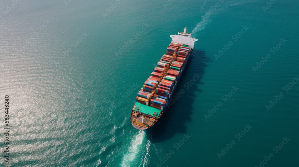 Global Commerce in Motion: Aerial View of Container Ship Transporting Goods , generated by IA Global Commerce in Motion: Aerial View of Container Ship Transporting Goods , generated by IA