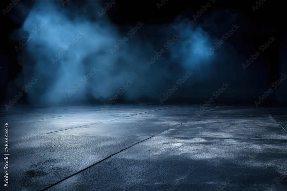 Empty Room with Blue Smoke - Generative AI Illustration Empty Room with Blue Smoke - Generative AI Illustration