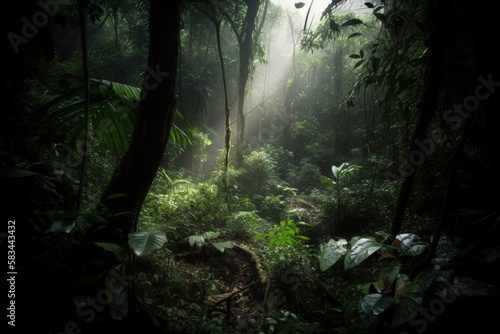 forest backdrop to showcase model and objects generative ai jungle render   © Ecleposs