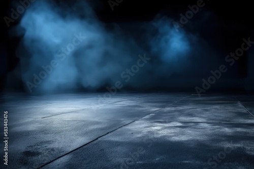 Empty Room with Blue Smoke - Generative AI Illustration