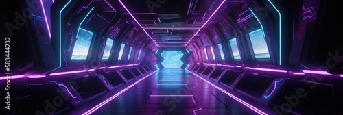 Sci-fi neon tunnel generative ai retro artwork
