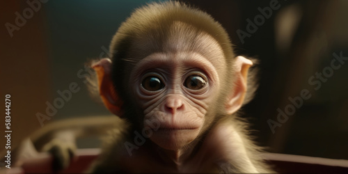 cute adorable baby monkey generative ai portrait  © Ecleposs