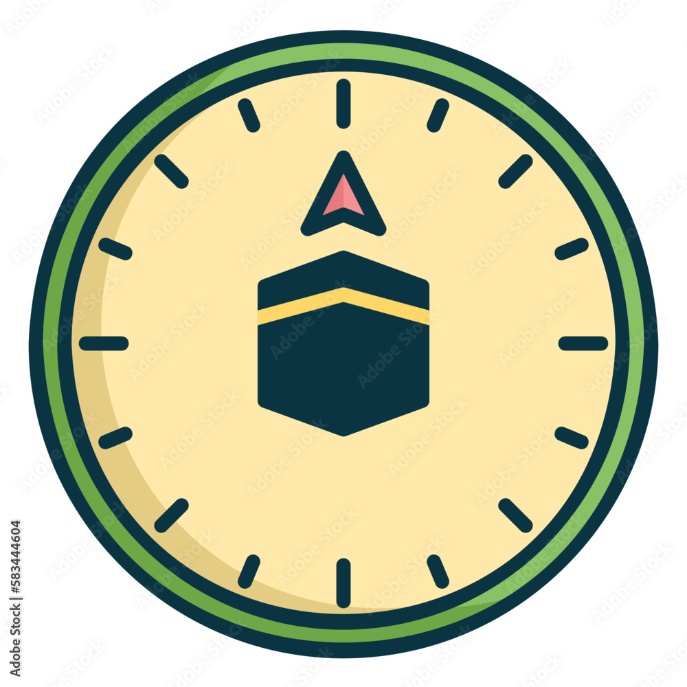 Compass icon with the Kaaba in the center to show the direction of