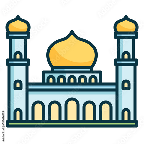 Mosque icon in black outline style