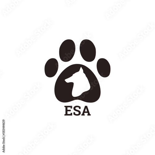 ESA or emotional support animal logo, black and white vector isolated.