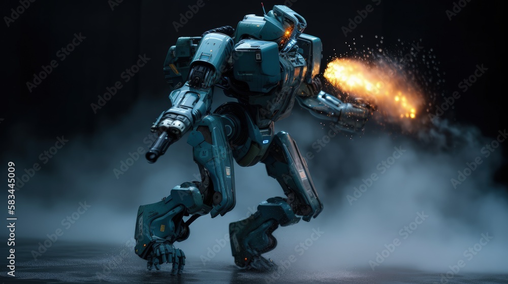 Dynamic Sci-Fi Mecha Robot - Generative AI Illustration Dynamic Sci-Fi Mecha Robot - Generative AI Illustration