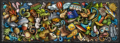 Australian culture doodle cartoon funny banner
