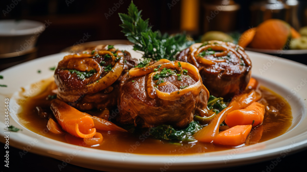 Osso buco a traditional Milanese dish made with veal shanks