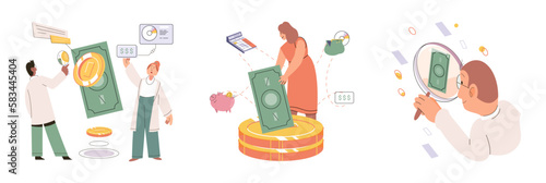Budget plan concept. Evaluates income and expenses, analyzes investments and savings. Financial literacy and economics, accounting. Planning and distribution of money. Income and expenses report