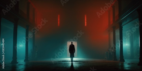person in the night generative ai illustration 