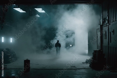 dark scene with heavy smoke and dramatic lighting generative ai illustration 