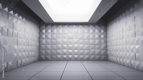 3D white intricate room. Beautiful abstract architecture background. Modern Geometric Wallpaper. Futuristic Design. Textured background for presentation. 