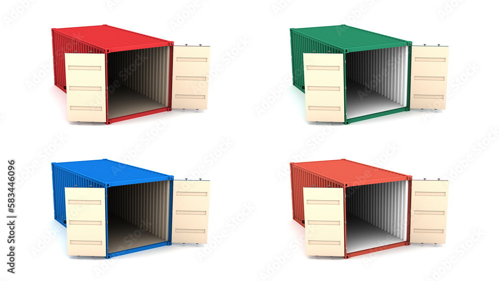 cargo container transportation merchandise on white background. 3d rendering