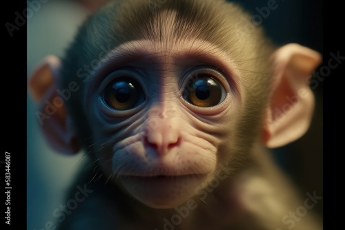 Cute adorable baby monkey generative ai photo  © Ecleposs