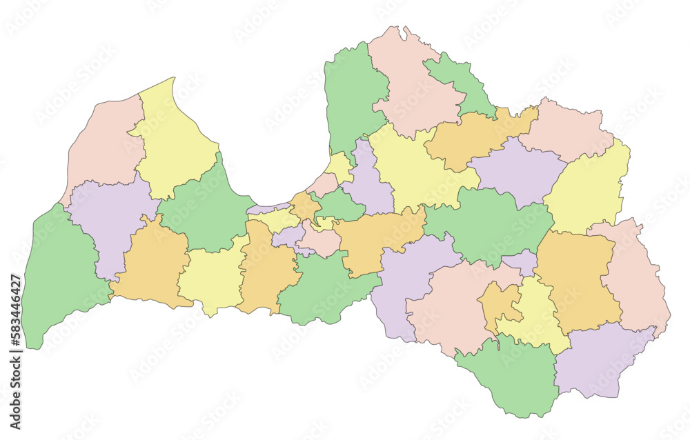 Latvia - Highly detailed editable political map.
